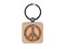 Detailed Floral Peace Sign Engraved Wood Square Keychain Tag Charm